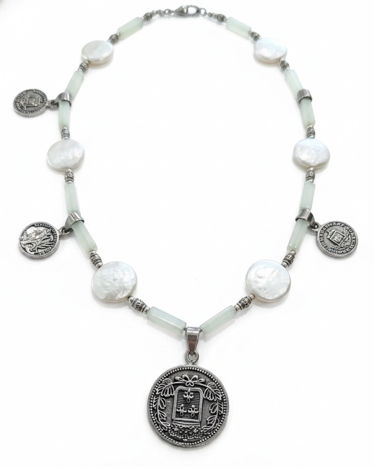 WISDOM Beaded Coin Necklace in Bronze & Silver Accessories BestPlanNoPlan