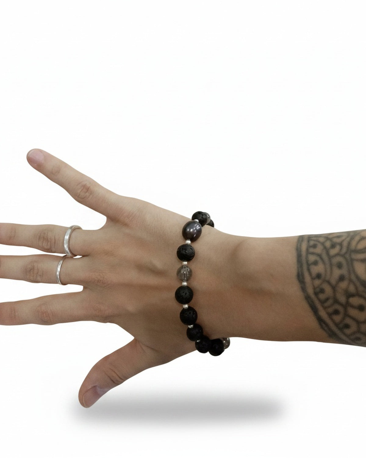 BLACK PEARLS Lava Stone & Labradorite Bracelet Accessories BestPlanNoPlan
