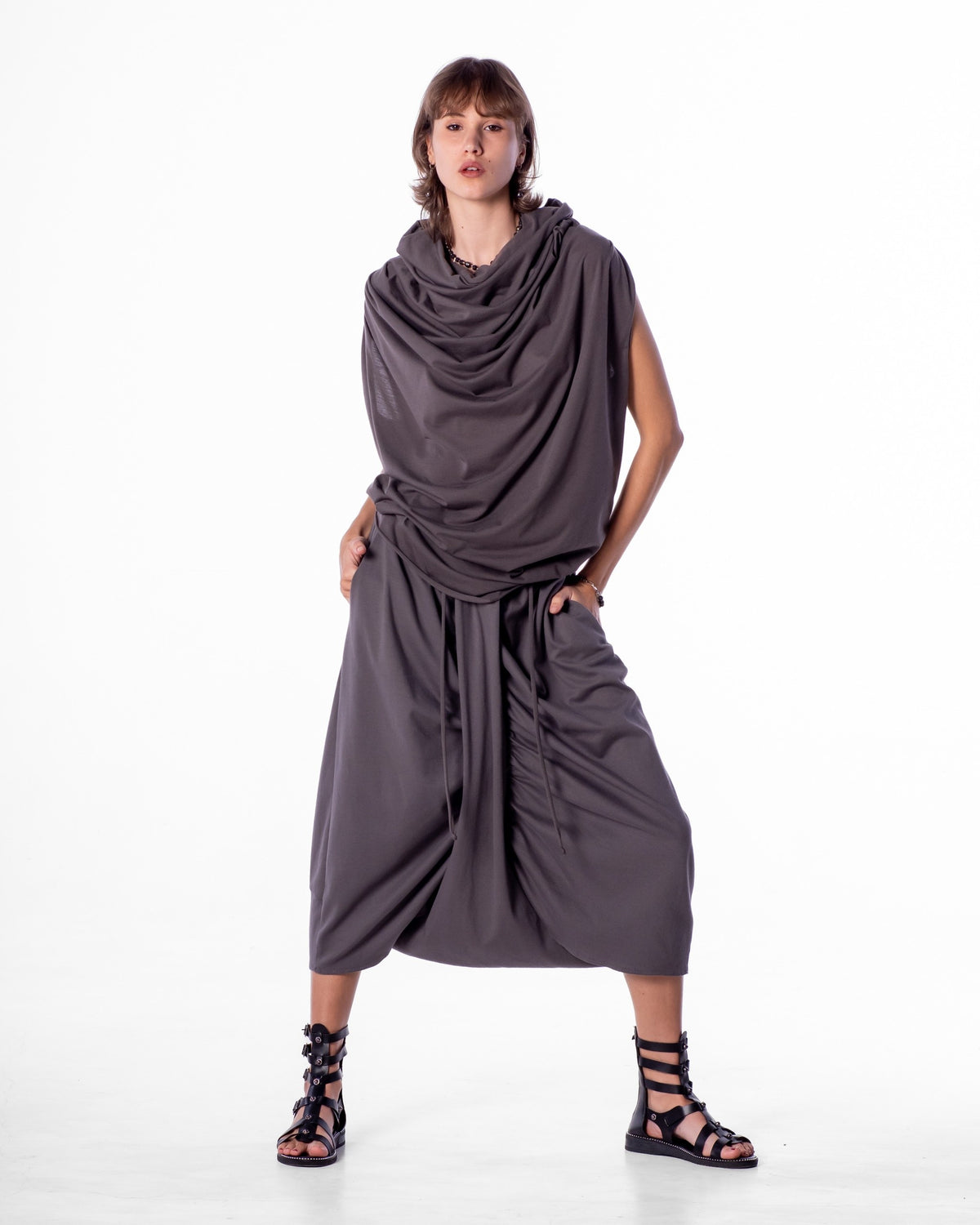 DIMA Cotton Jersey Hoodie Top BestPlanNoPlan Gray
