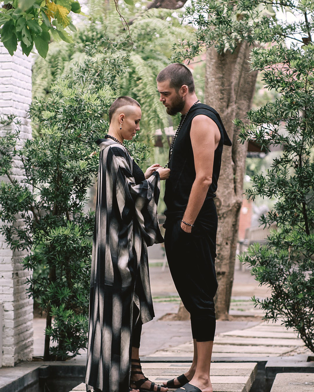 Two people wearing pieces from the same wardrobe, mixed and matched, Koh Phangan