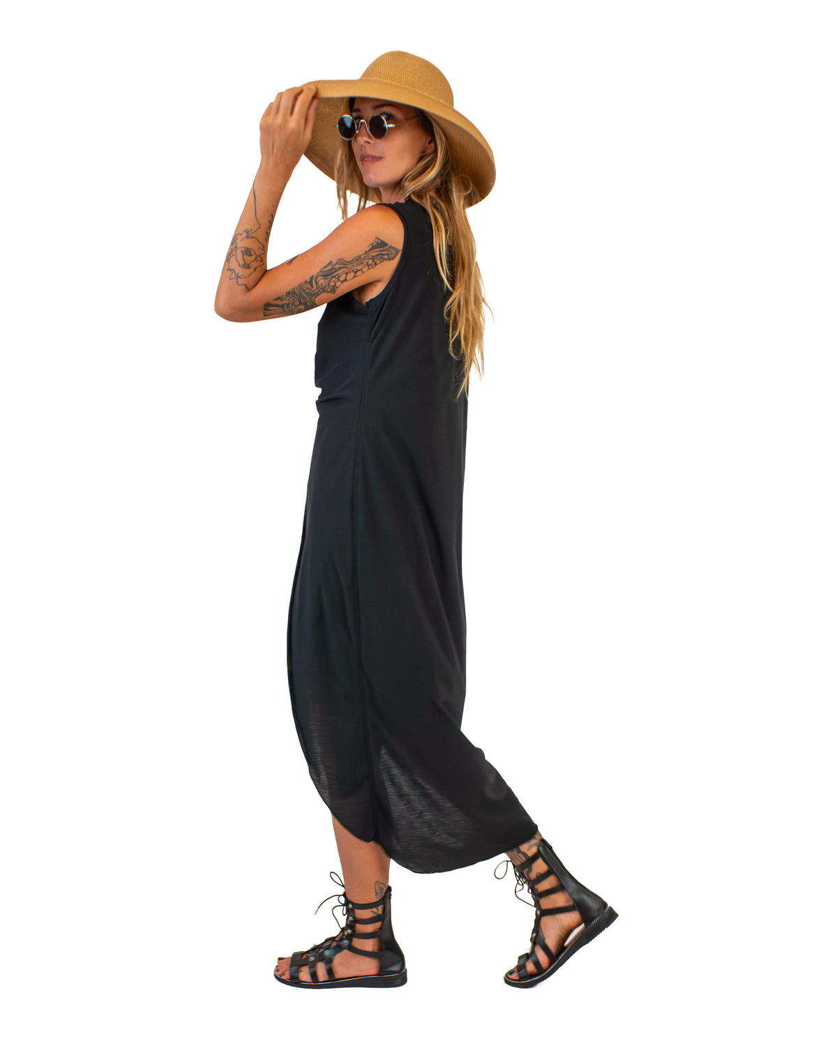 FLUIDY Draped Cotton Wrap Tunic Dress BestPlanNoPlan
