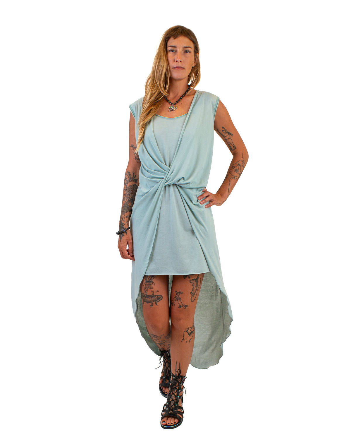 FLUIDY Draped Cotton Wrap Tunic Dress BestPlanNoPlan