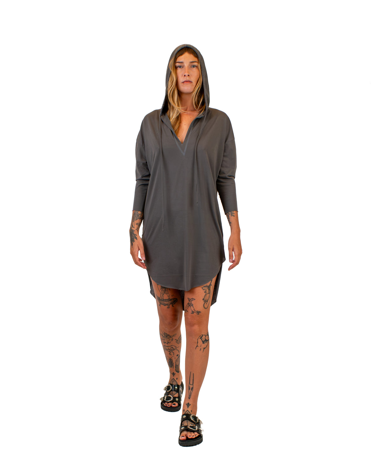 MONA Hooded Cotton Tunic Dress Dress BestPlanNoPlan