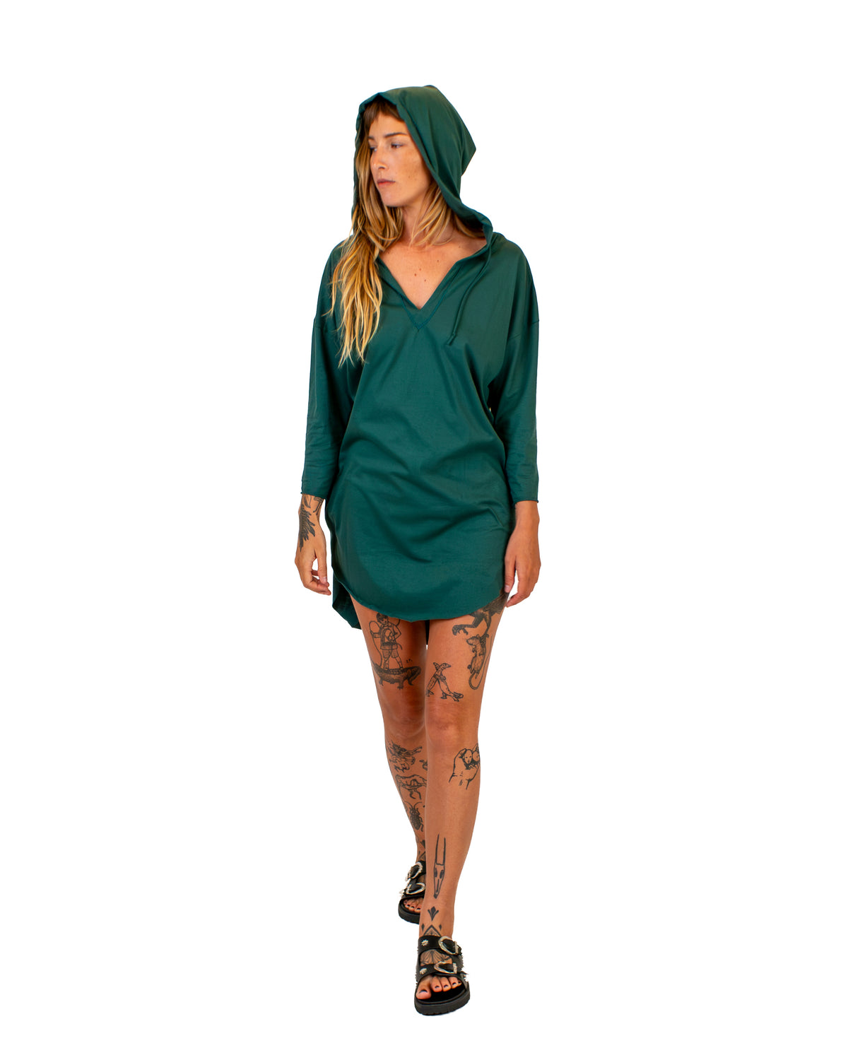 MONA Hooded Cotton Tunic Dress Dress BestPlanNoPlan
