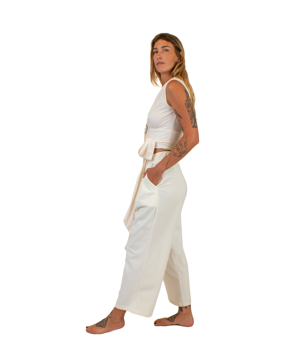 STELLA V-Neck Cotton Wrap Blouse BestPlanNoPlan Cream