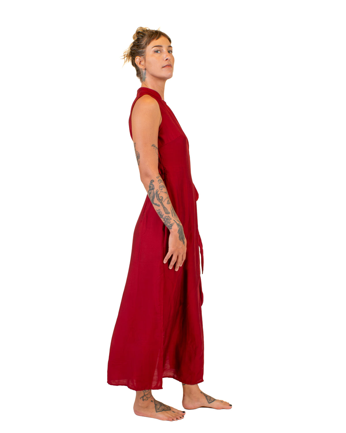 ZEN Silk-Cotton Wrap Dress BestPlanNoPlan Red