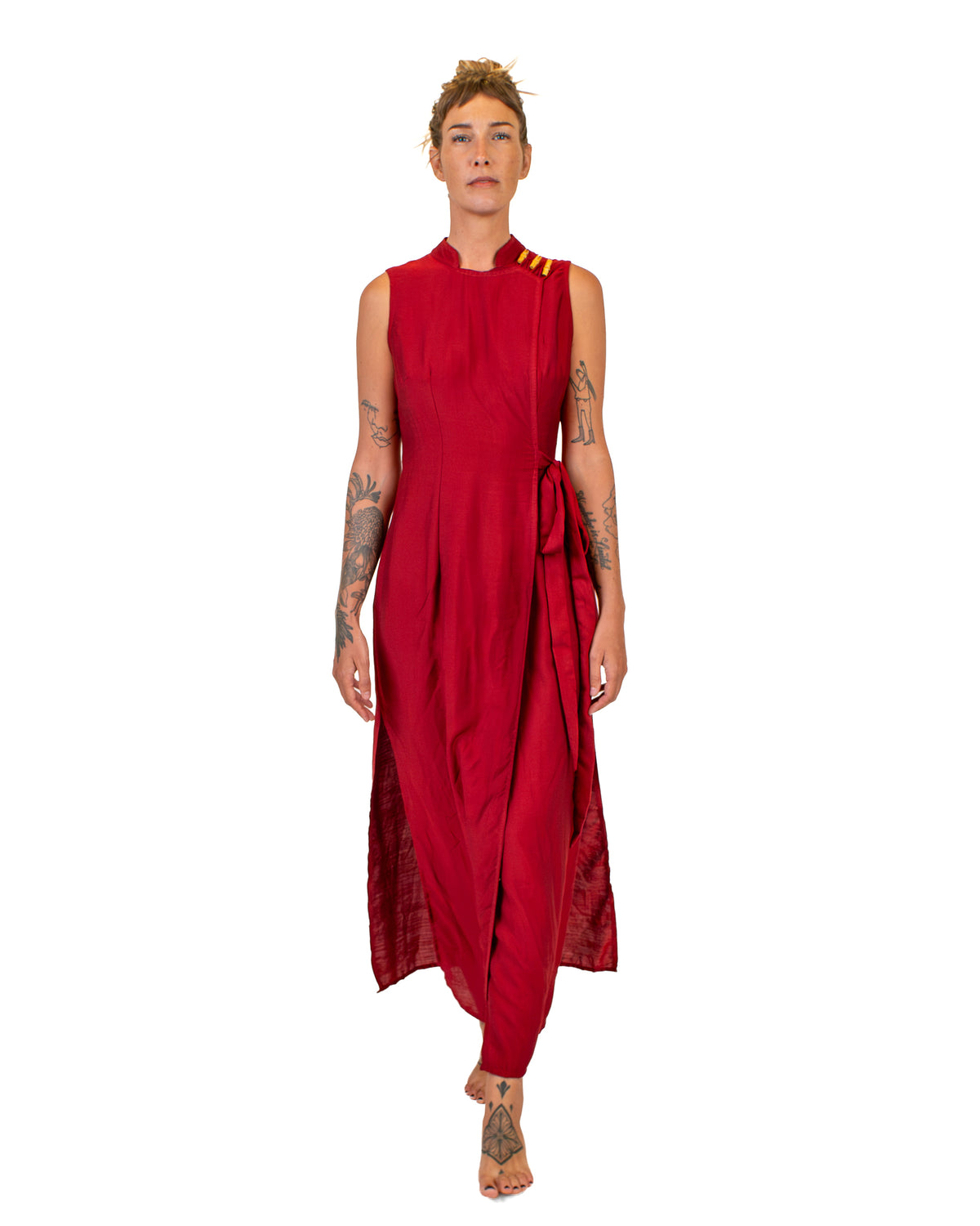 ZEN Silk-Cotton Wrap Dress BestPlanNoPlan Red