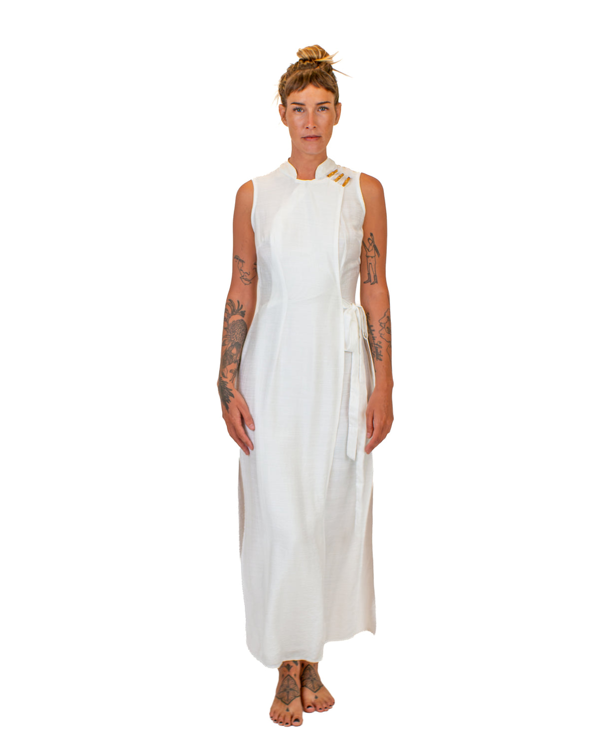 ZEN Silk-Cotton Wrap Dress Dress BestPlanNoPlan White S-M