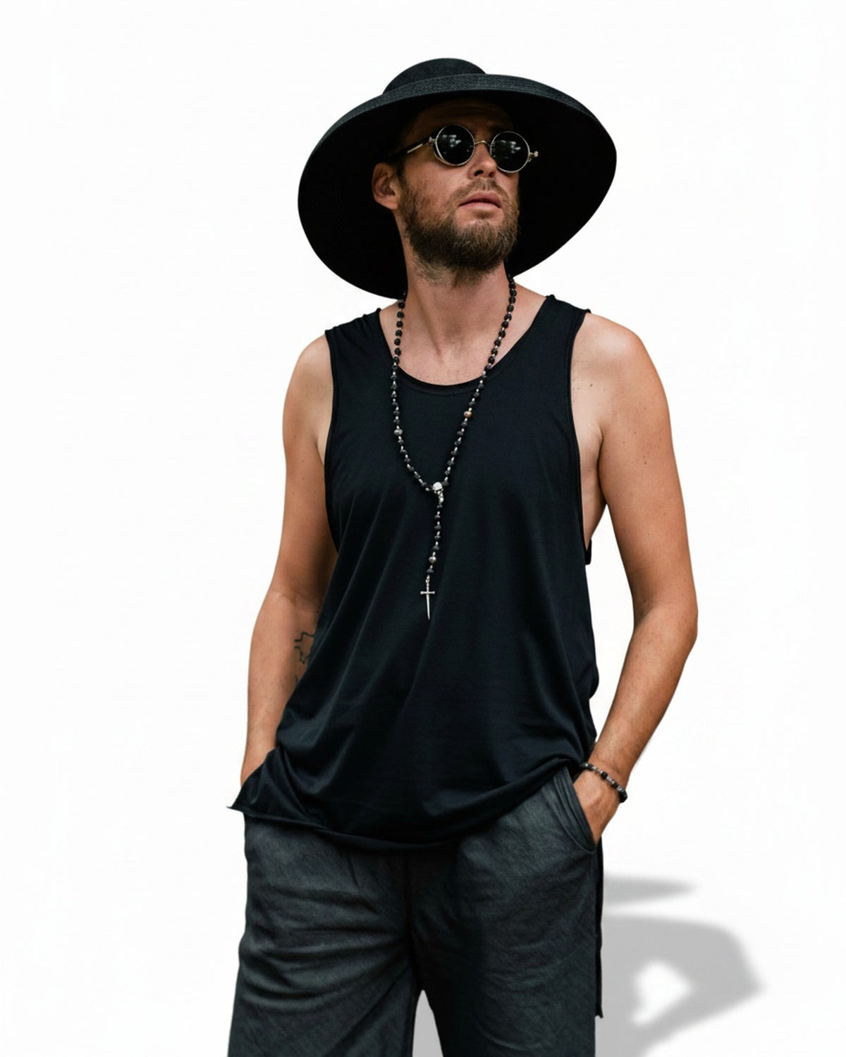 TANK Longline Cotton Top Top BestPlanNoPlan Black S-M