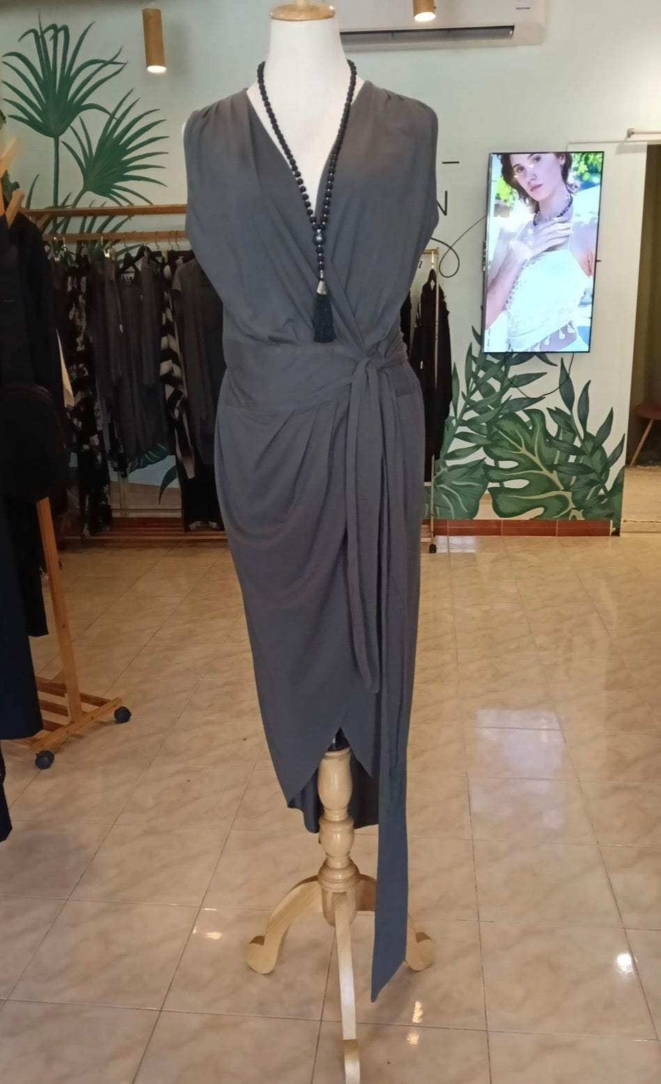 DIARA — Elegant Wrap Dress BestPlanNoPlan Grey