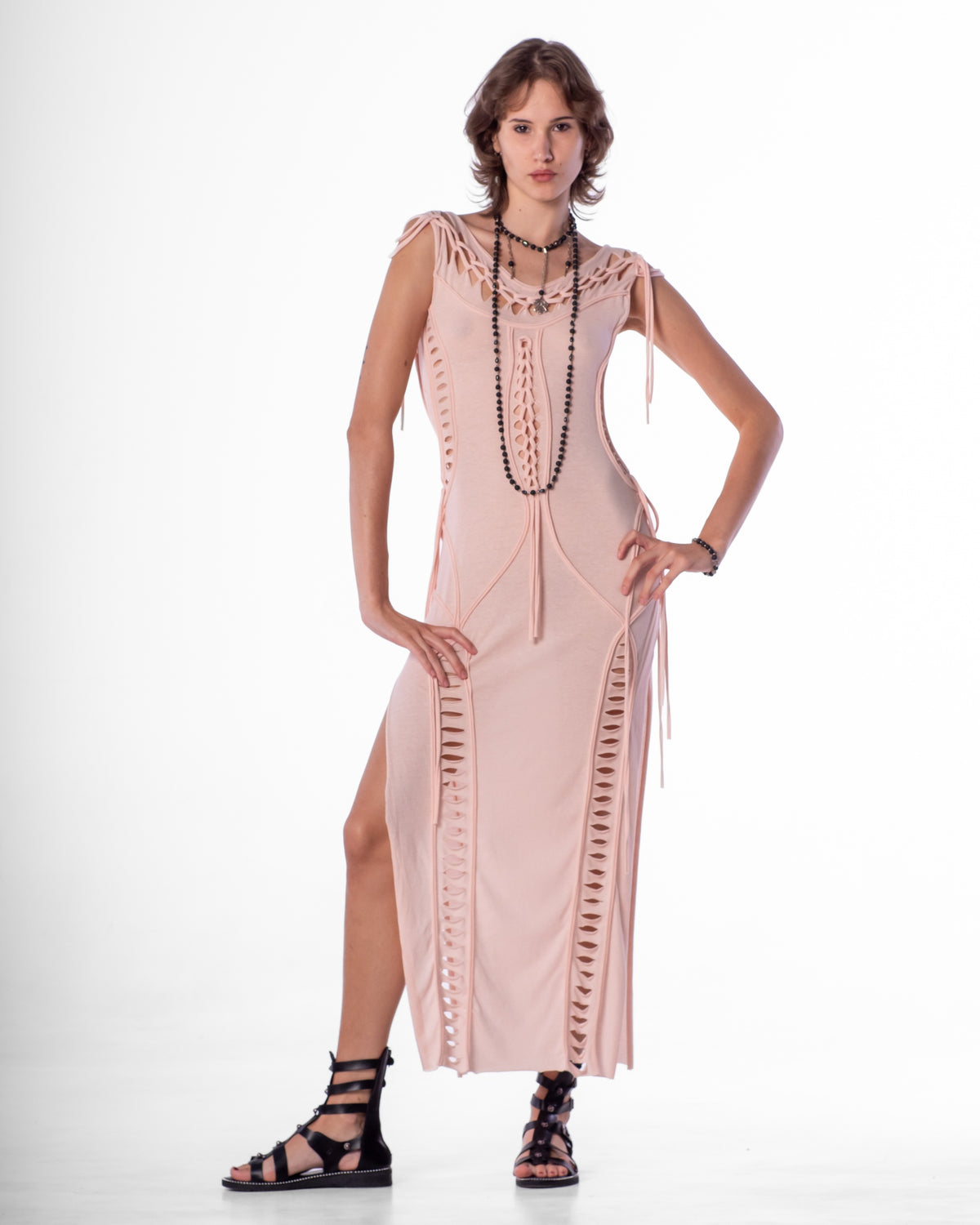 CLEO Cotton Jersey Long Dress with Lacing Dress BestPlanNoPlan