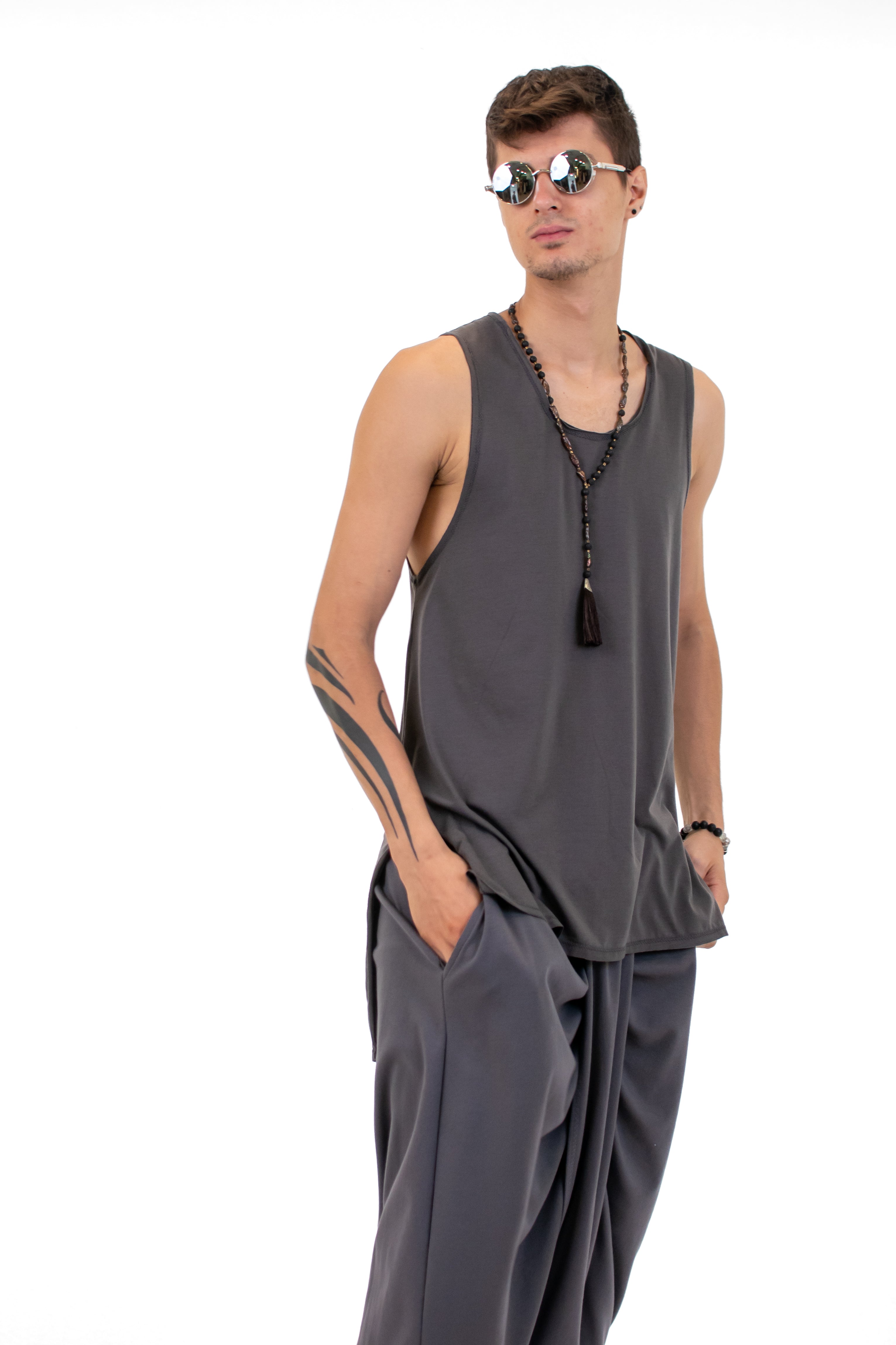 TANK Top Unisex Top BestPlanNoPlan Dark Gray S-M