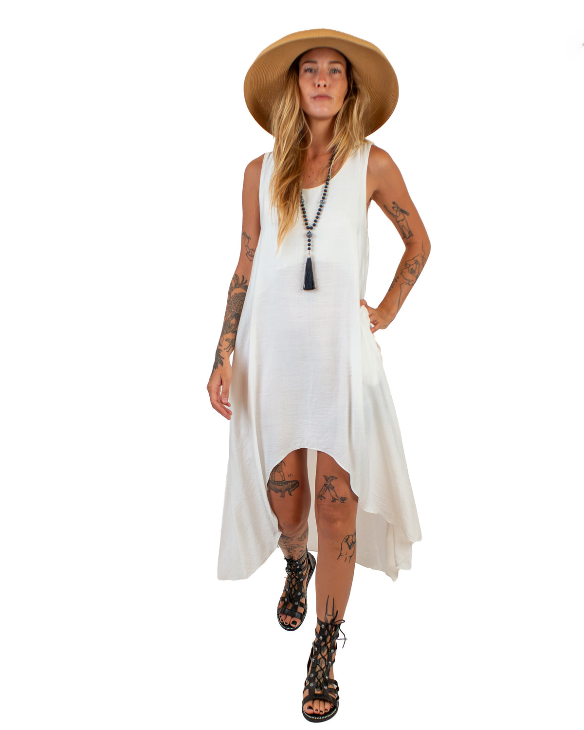 BREEZE Cotton-Silk Summer Dress Dress BestPlanNoPlan White