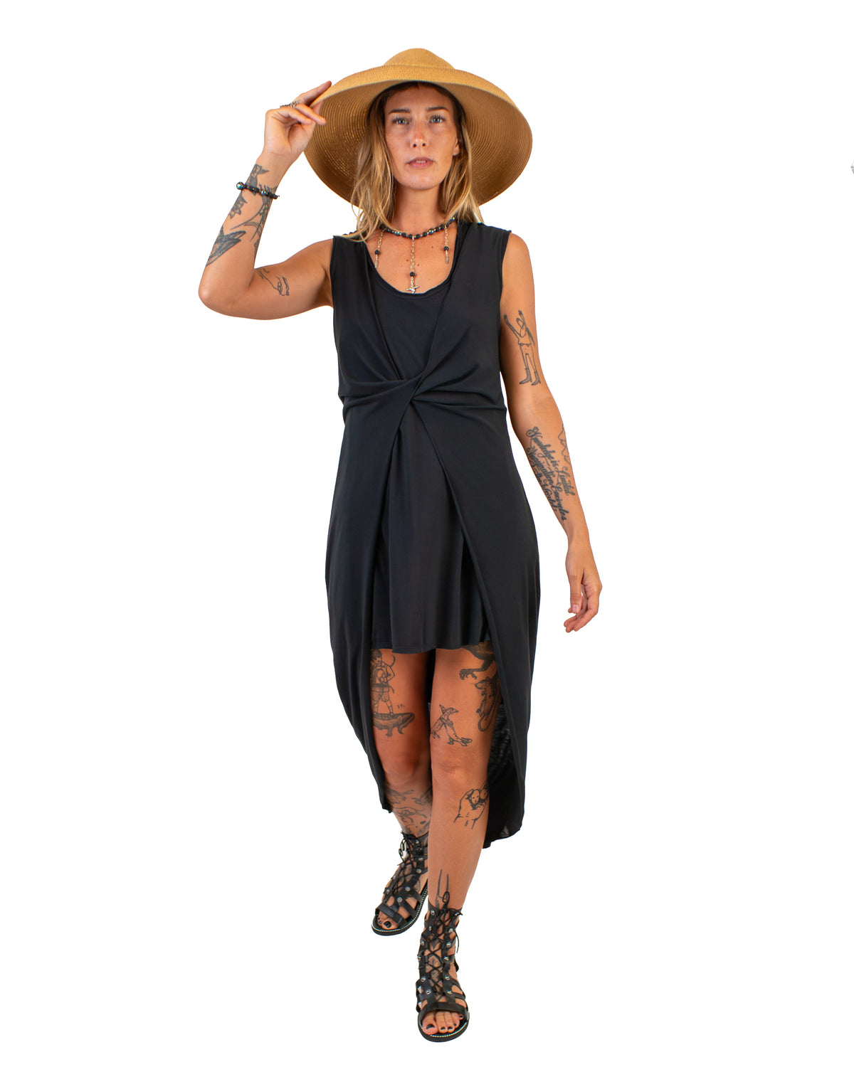 FLUIDY Draped Cotton Wrap Tunic Dress BestPlanNoPlan
