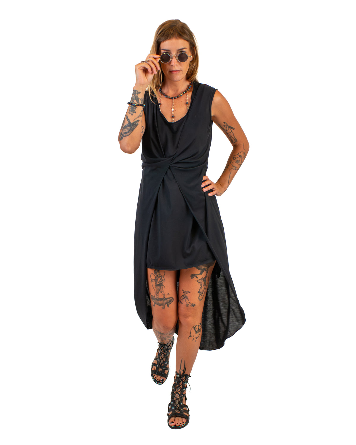 FLUIDY Draped Cotton Wrap Tunic Dress BestPlanNoPlan