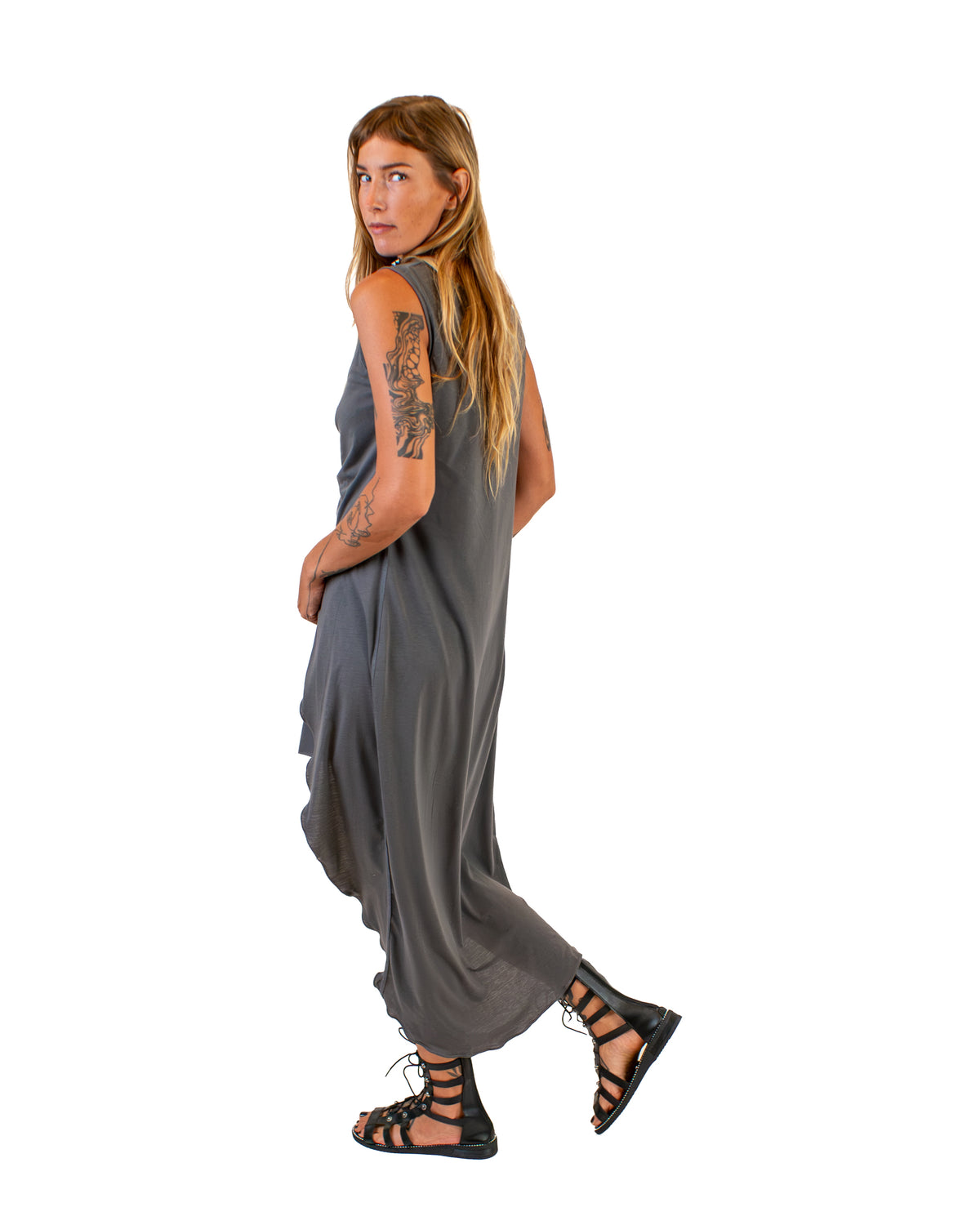 FLUIDY Draped Cotton Wrap Tunic Dress BestPlanNoPlan