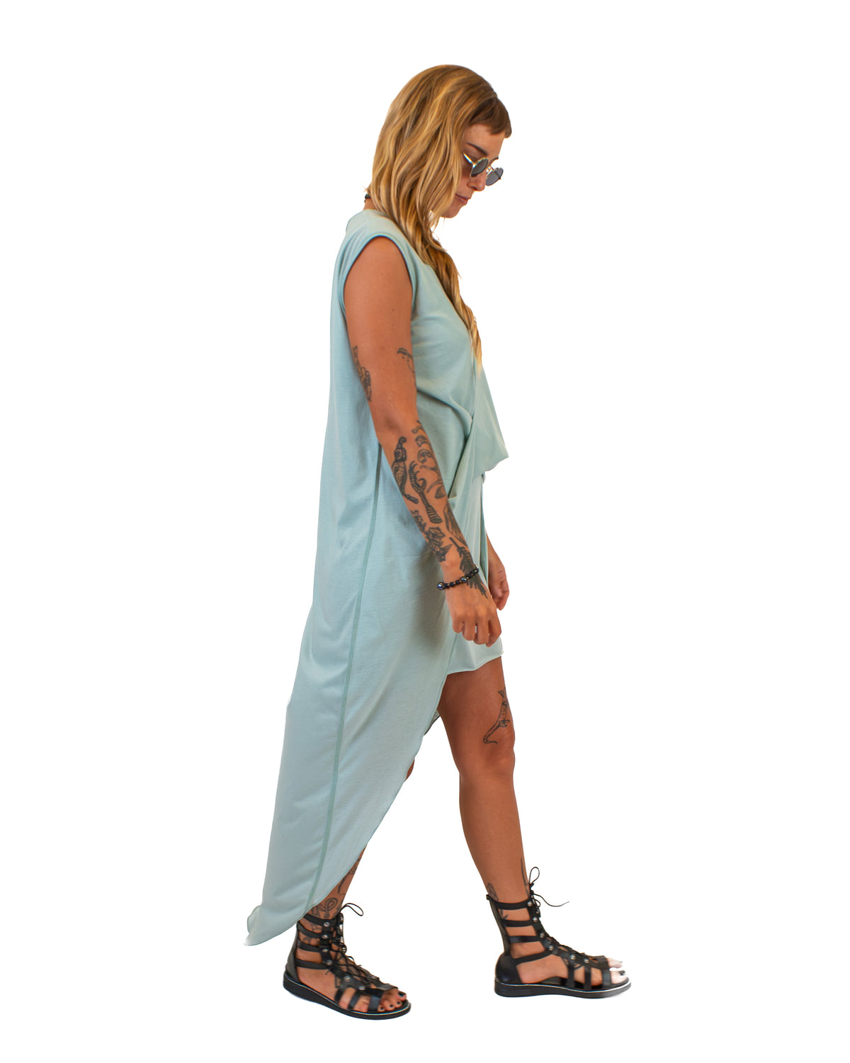 FLUIDY Draped Cotton Wrap Tunic Dress BestPlanNoPlan