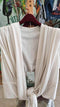 Front of a cream Handmade V-Neck Wrap Top Blouse, Elegant, Sustainable & Slow Fashion Thailand natural fabrics 