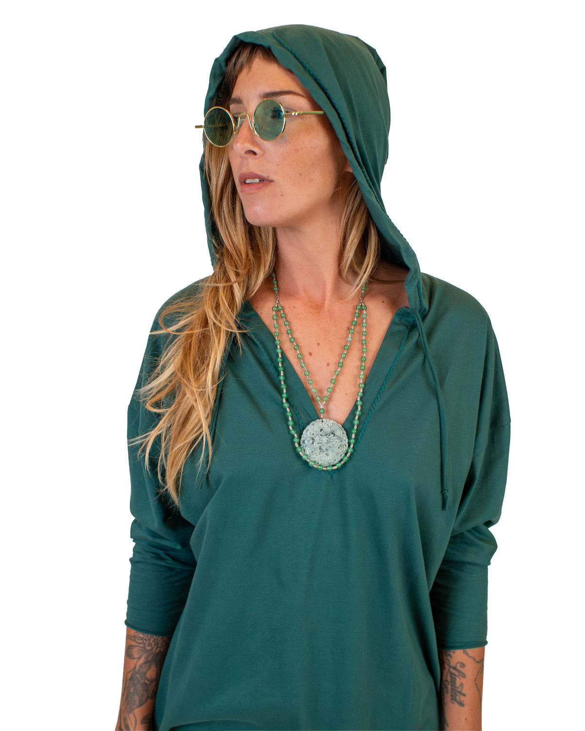 MONA Hooded Cotton Tunic Dress Dress BestPlanNoPlan