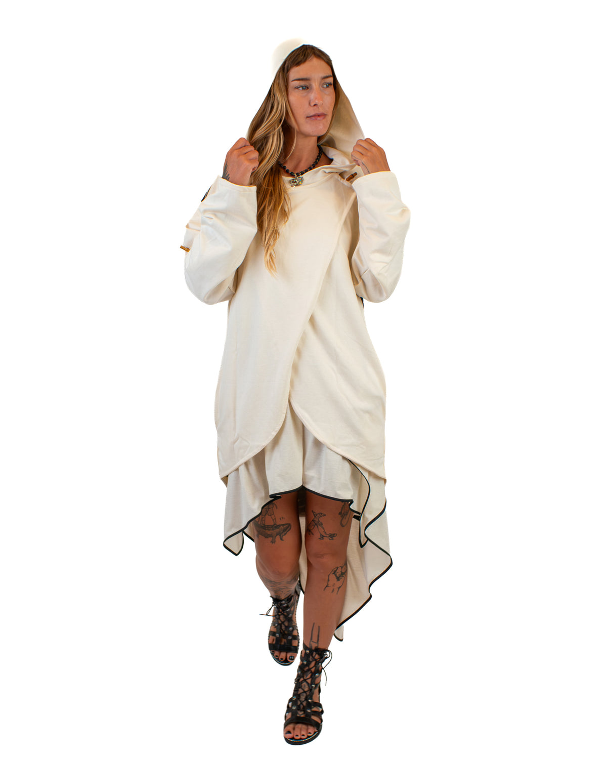 NIGHT RIDE Hooded Cotton Cardigan Top BestPlanNoPlan Cream S-M