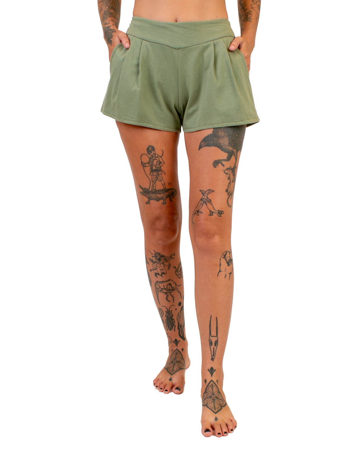 PERLA Cotton Shorts Pants BestPlanNoPlan Green S-M