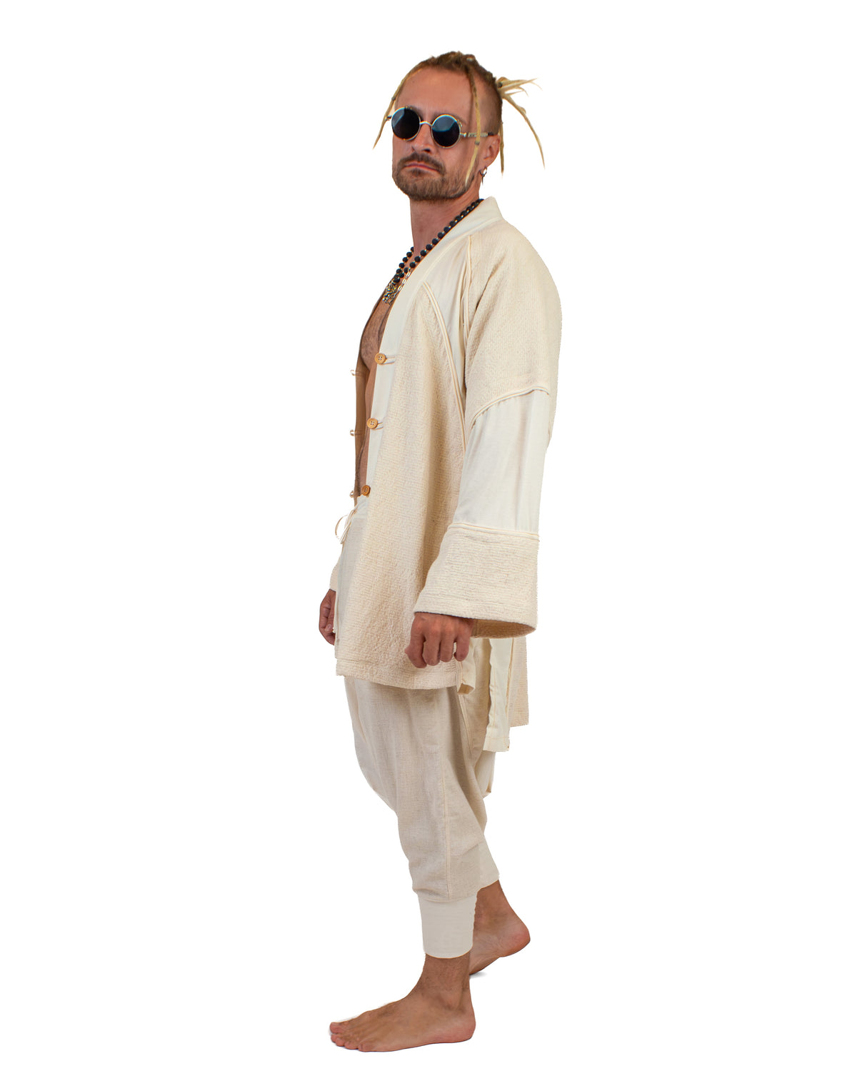 SHORT LINEN Kimono, Linen-Cotton Blend Kimono BestPlanNoPlan Cream