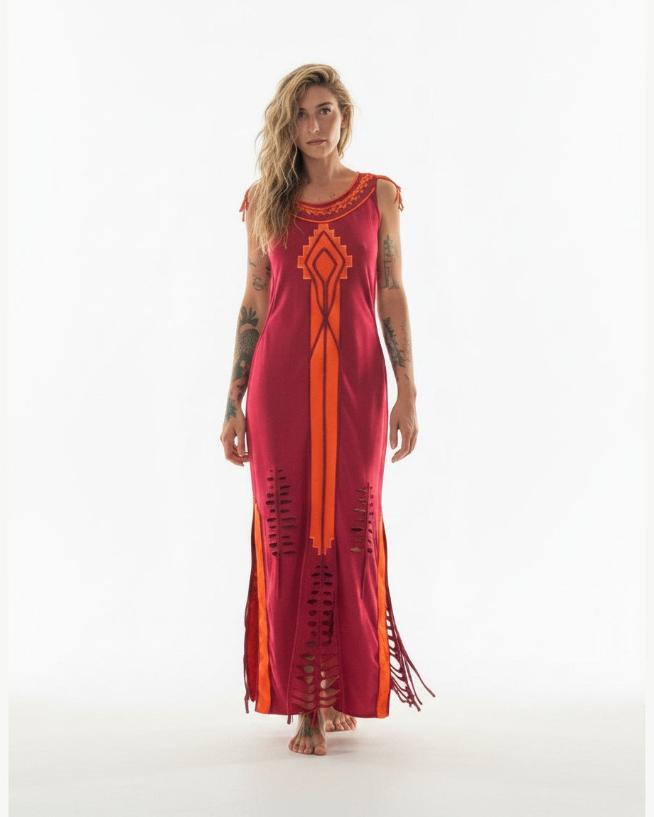 TOTEM Cotton Summer Dress Dress BestPlanNoPlan Red