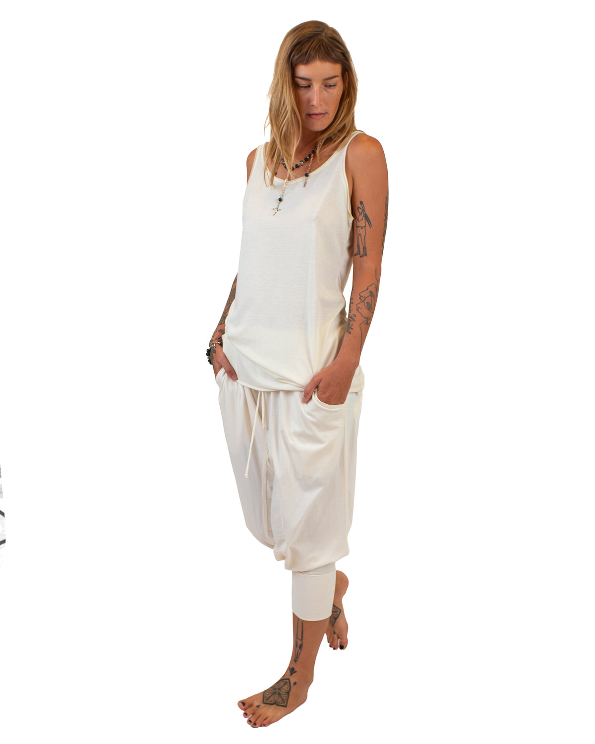 YOGA Fluid Cotton Jersey Pants BestPlanNoPlan Cream