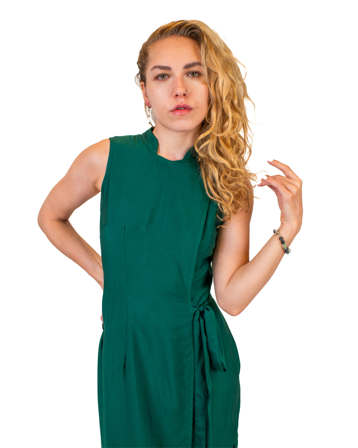 ZEN Silk-Cotton Wrap Dress BestPlanNoPlan Green
