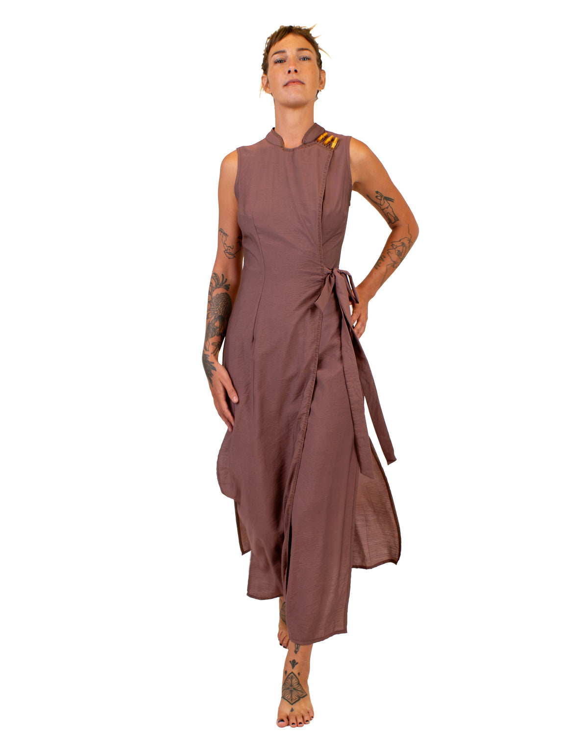 ZEN Silk-Cotton Wrap Dress BestPlanNoPlan Mauve