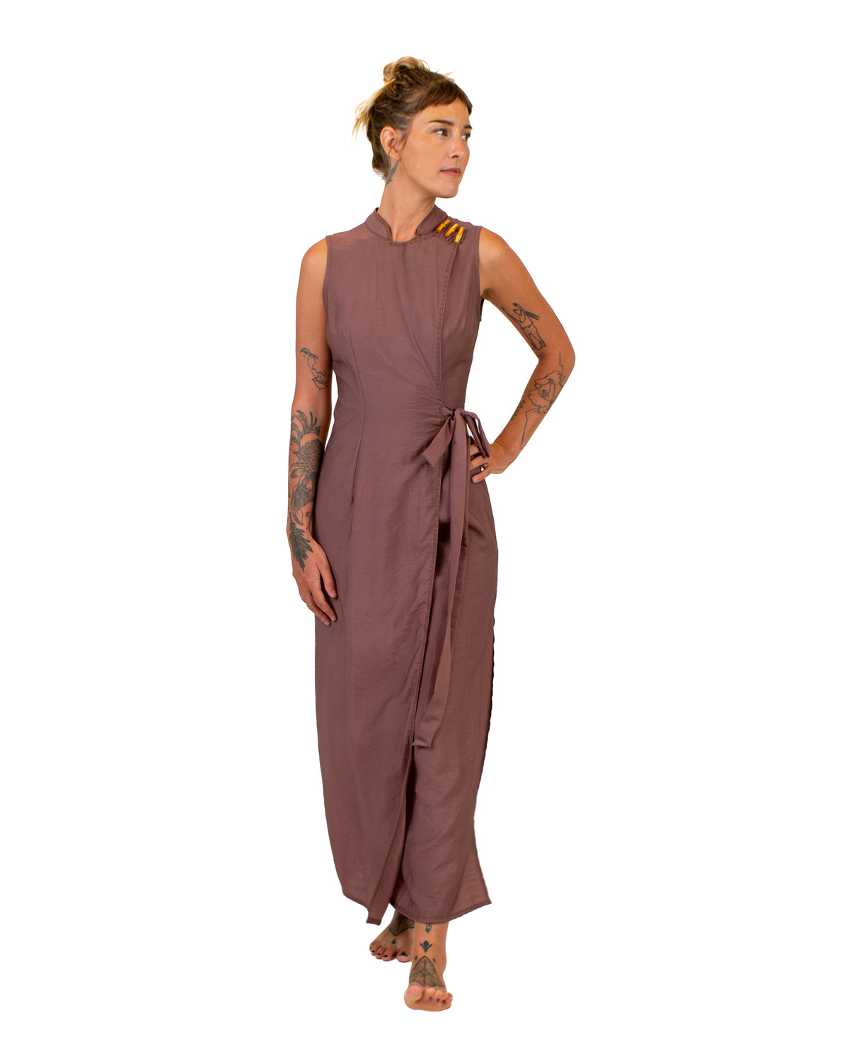 ZEN Silk-Cotton Wrap Dress BestPlanNoPlan Mauve