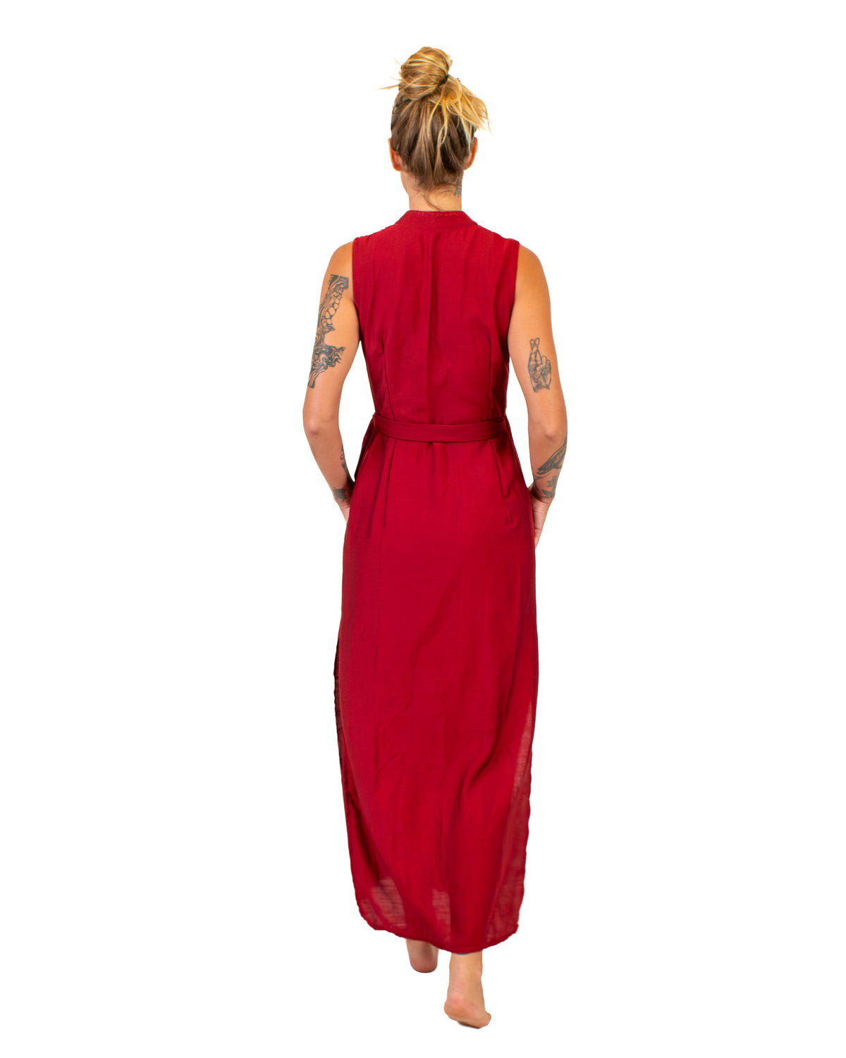 ZEN Silk-Cotton Wrap Dress BestPlanNoPlan Red